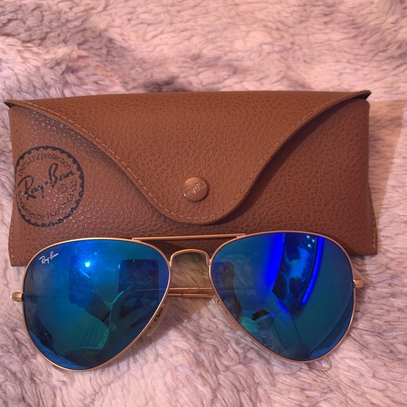 Ray-Ban Blue Flash Aviators, Gold frame - Picture 1 of 9